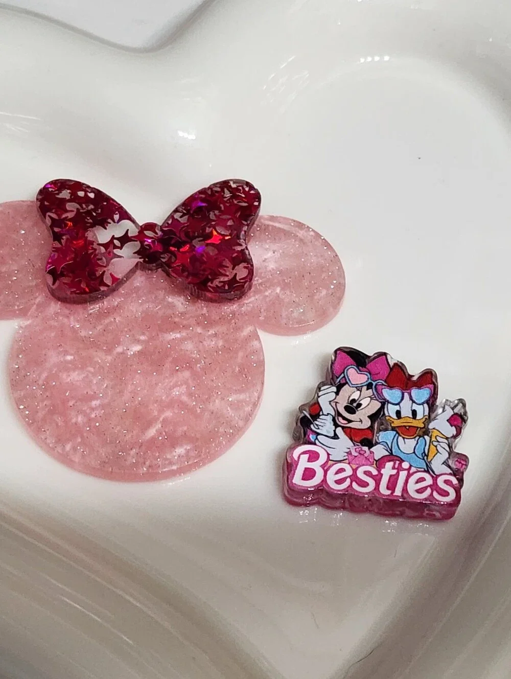 Mouse Besties Flatback Focal Bead Badge Beaded Pen Glitter Keychain Jewelry Maki